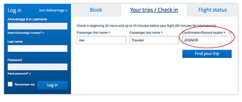 american airlines link trip to account